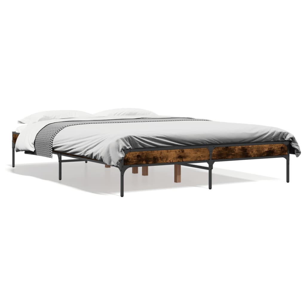 vidaXL Bed Frame without Mattress Smoked Oak 140x190 cm