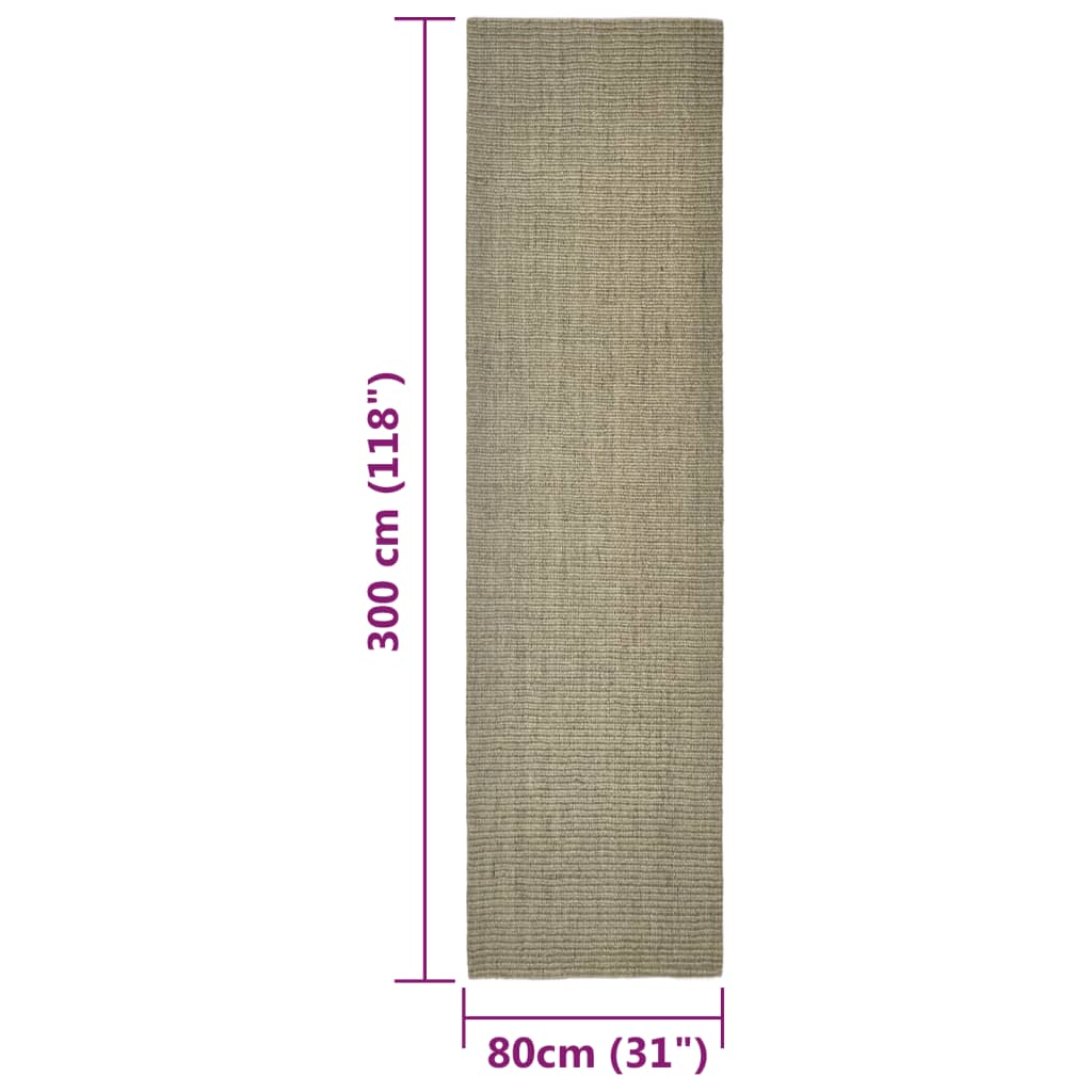 vidaXL Sisal Rug for Scratching Post Taupe 80x300 cm