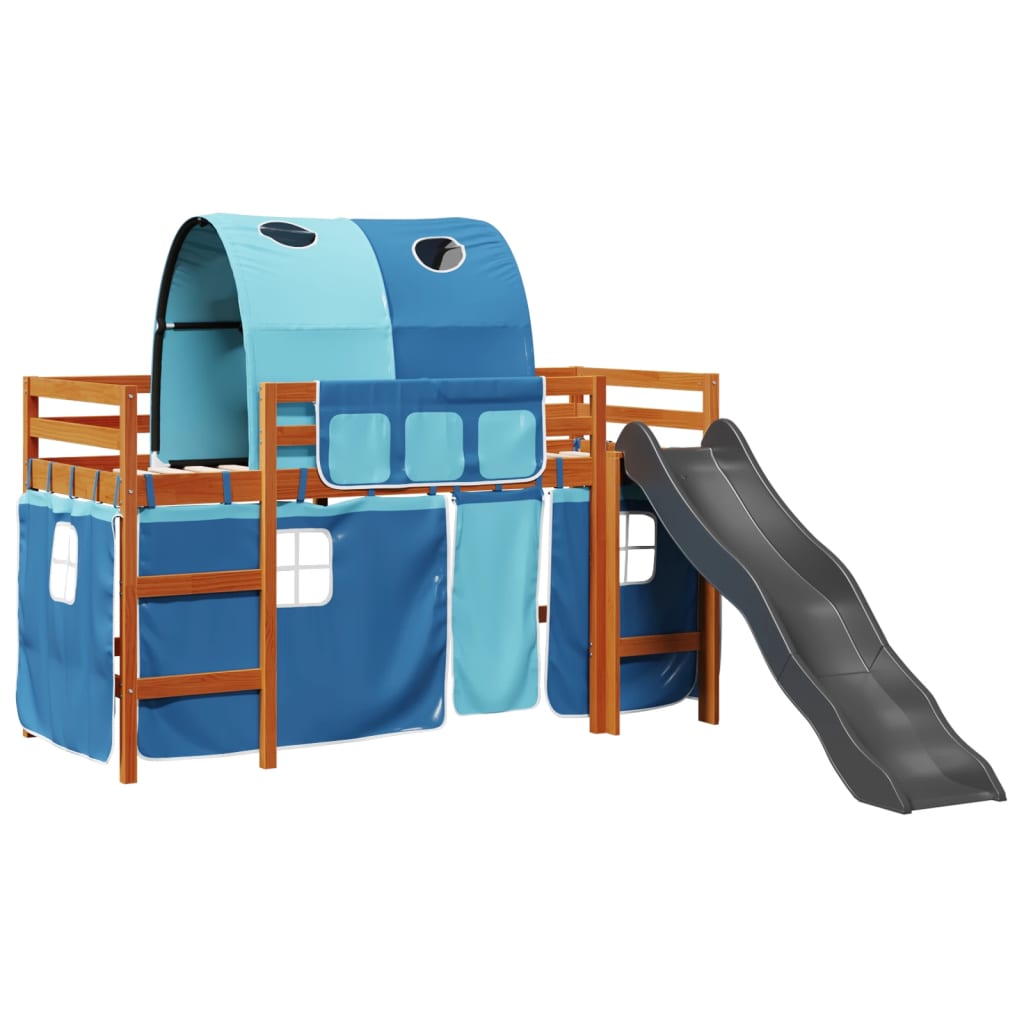 vidaXL Kids' Loft Bed with Tunnel Blue 80x200 cm Solid Wood Pine