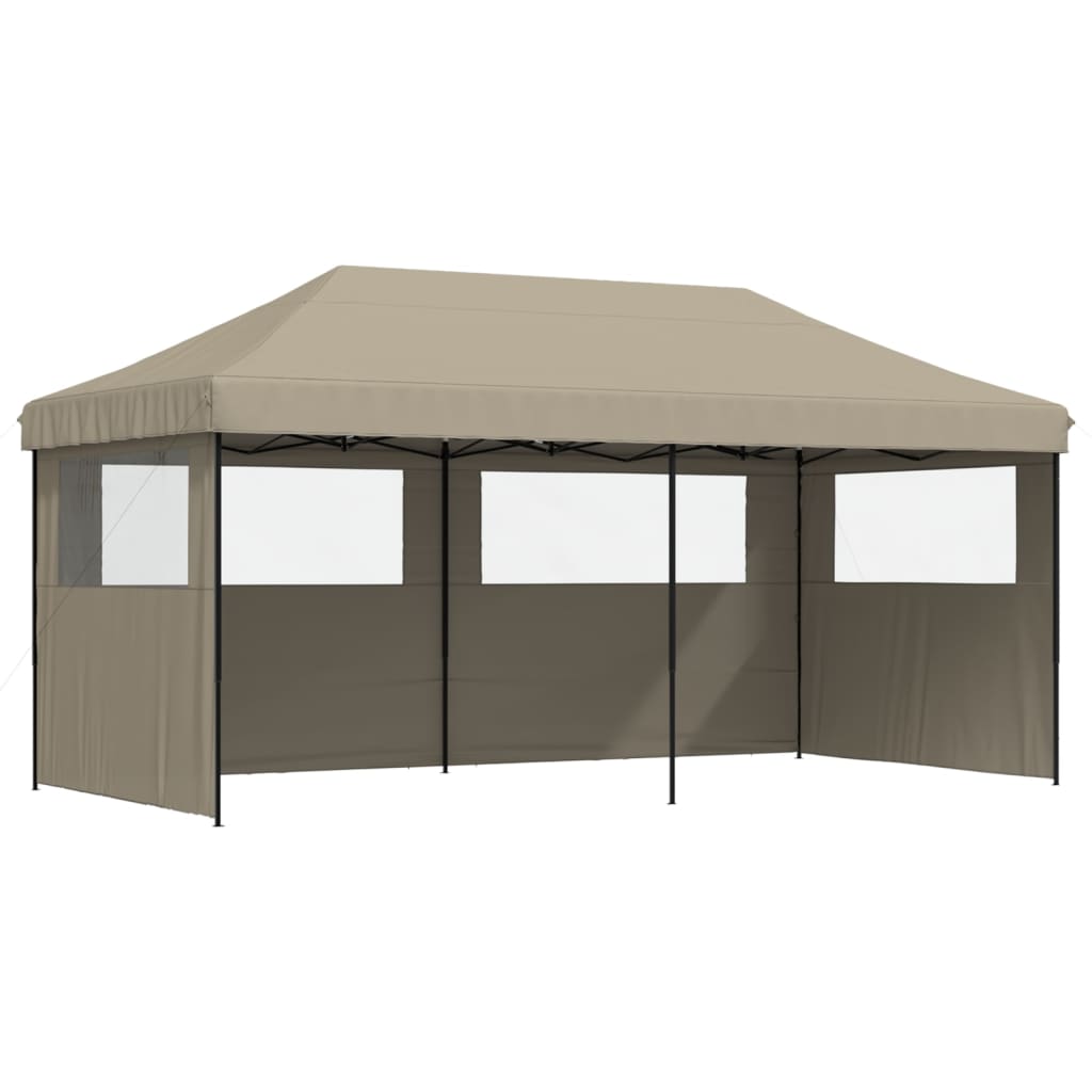 vidaXL Foldable Party Tent Pop-Up with 3 Sidewalls Taupe