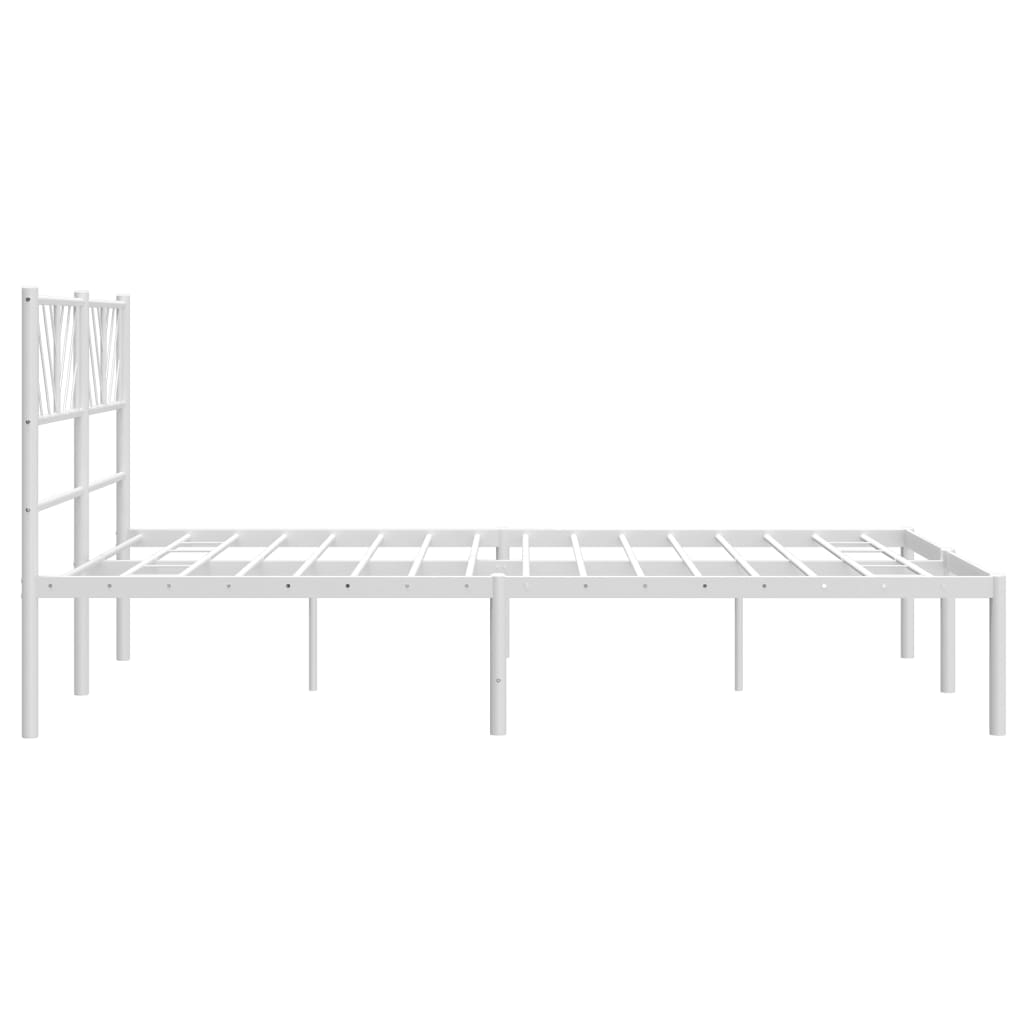 vidaXL Metal Bed Frame without Mattress with Headboard White 135x190 cm Double