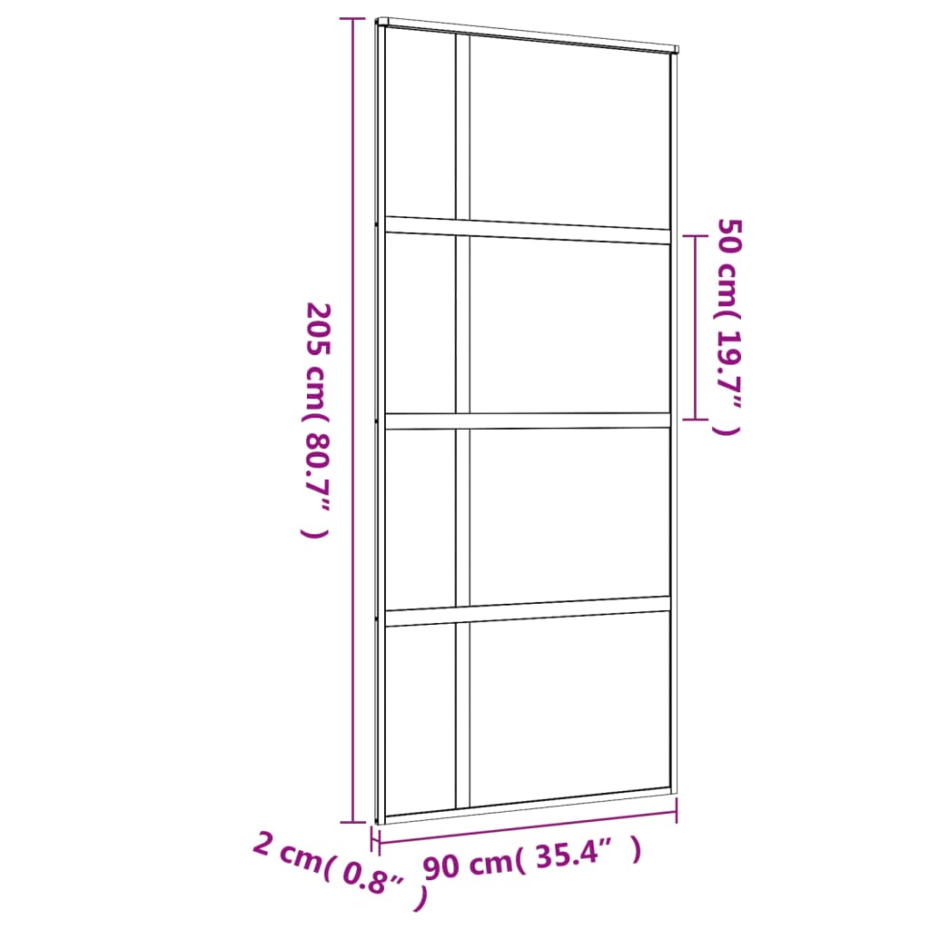 vidaXL Sliding Door Gold 90x205 cm Frosted ESG Glass and Aluminium