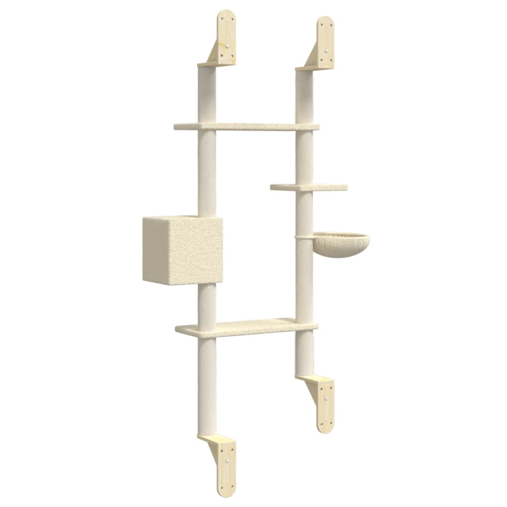 vidaXL Wall-mounted Cat Tree with Scratching Post Cream 180 cm