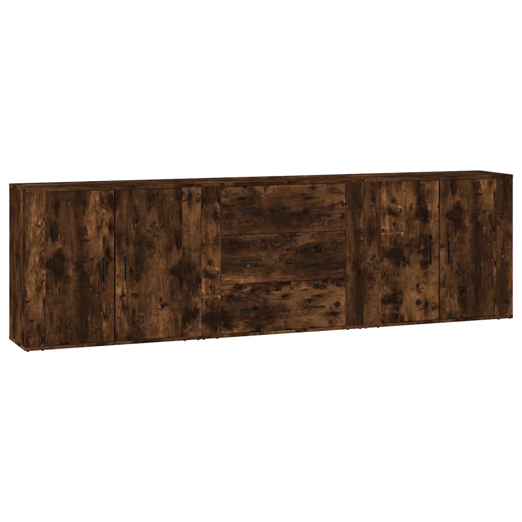 vidaXL Sideboards 3 pcs Smoked Oak Engineered Wood