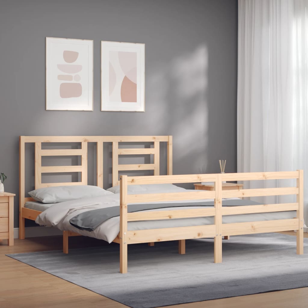 vidaXL Bed Frame without Mattress King Size Solid Wood