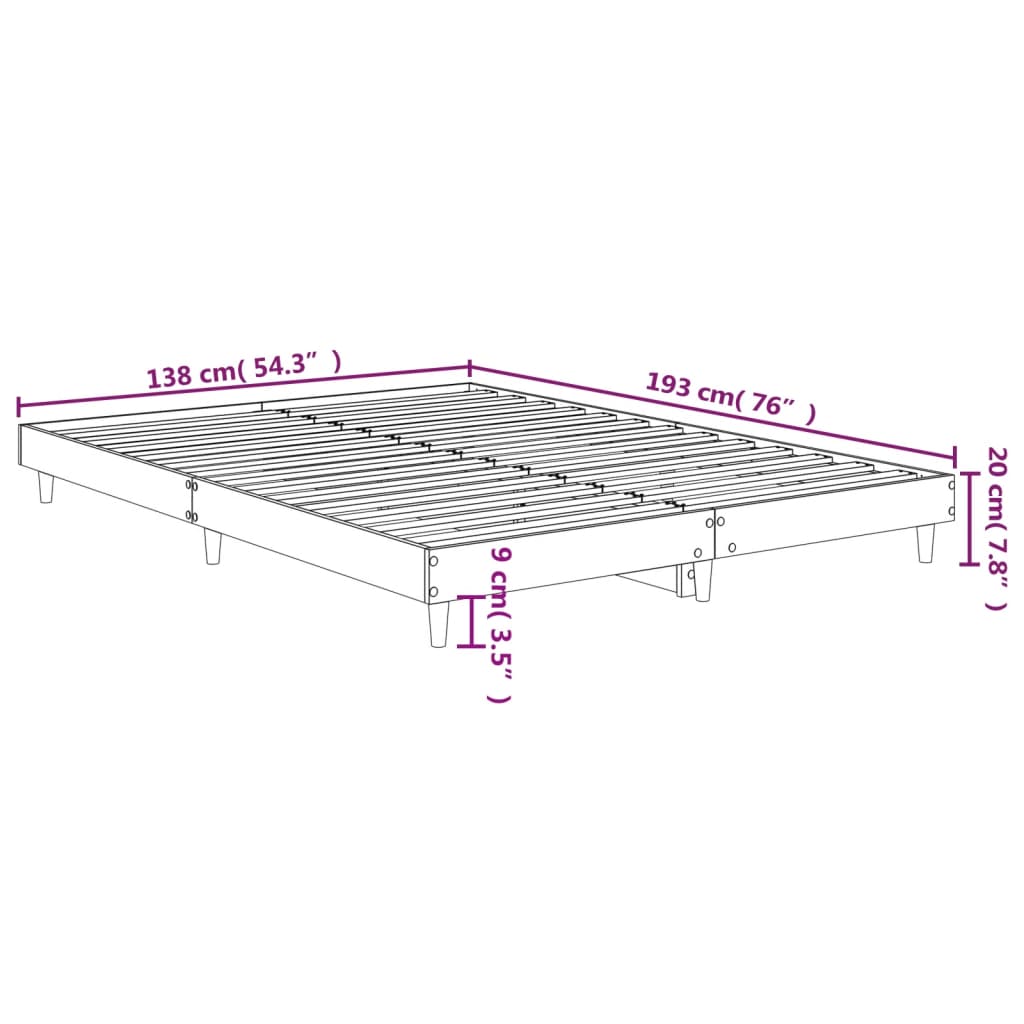 vidaXL Bed Frame without Mattress Sonoma Oak 135x190 cm Double Engineered Wood