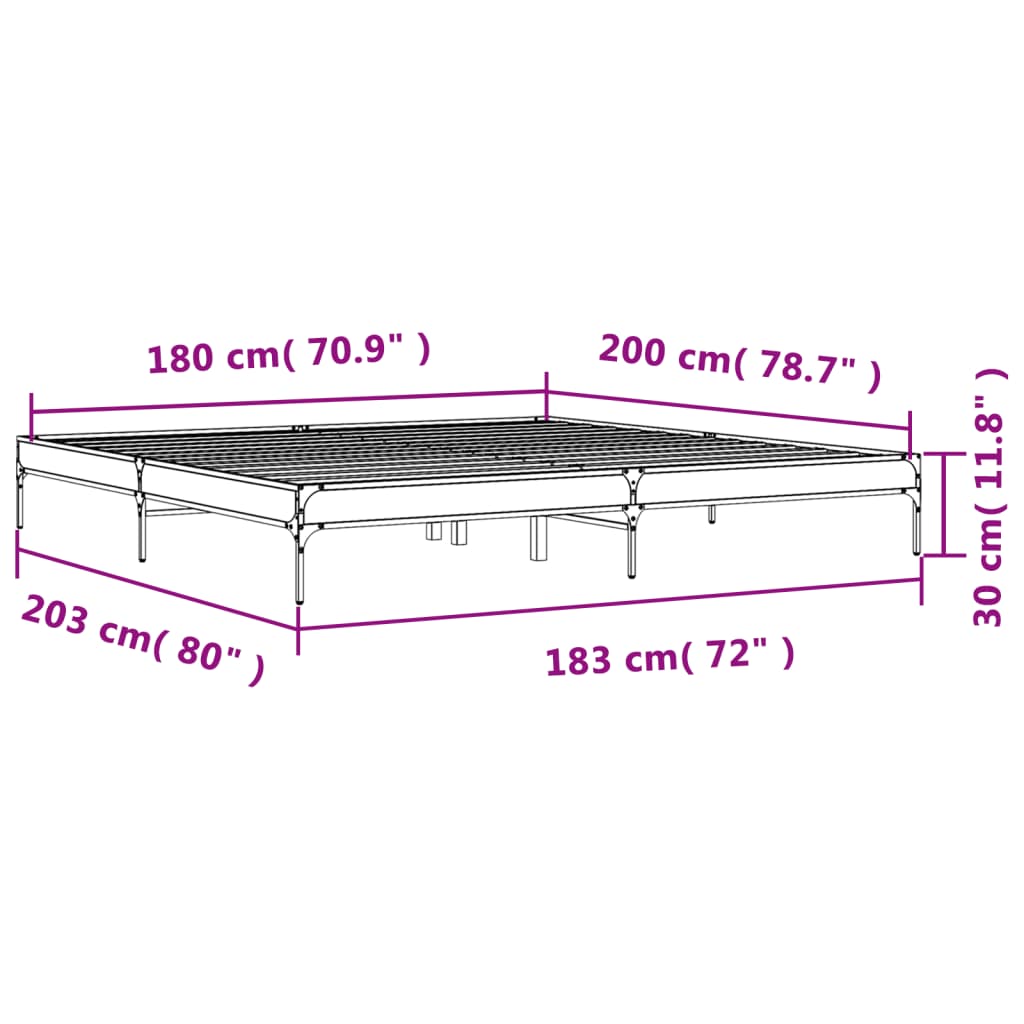 vidaXL Bed Frame without Mattress Smoked Oak 180x200 cm Super King