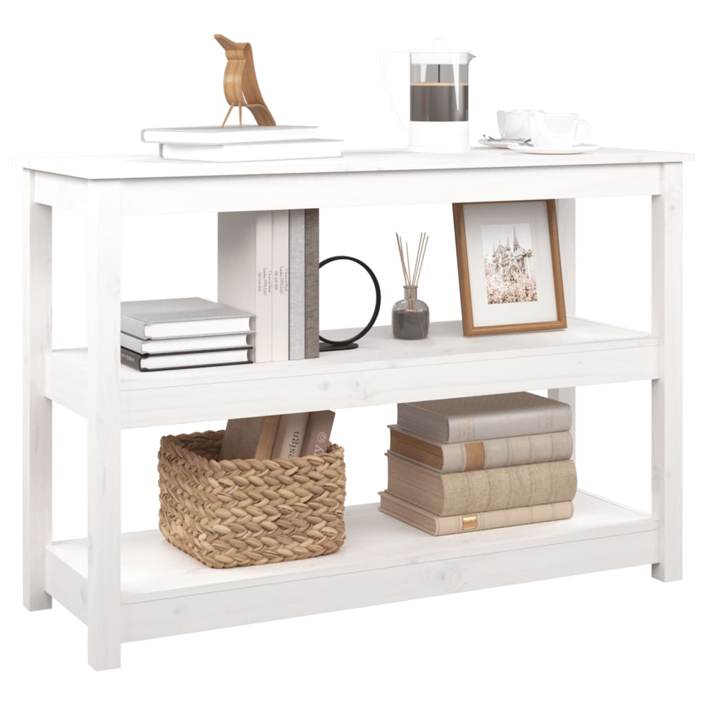 vidaXL Console Table White 110x40x74 cm Solid Wood Pine