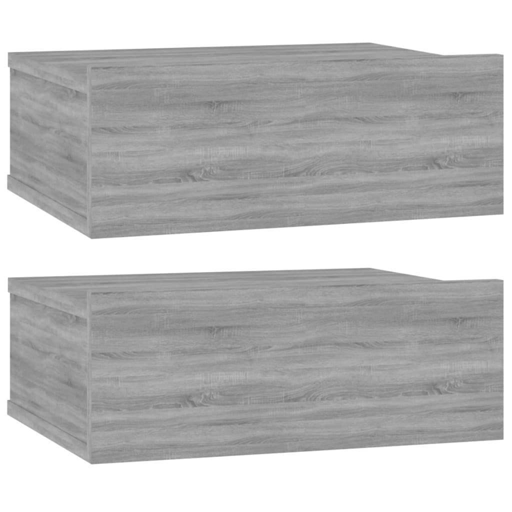 vidaXL Floating Nightstands 2pcs Grey Sonoma 40x30x15cm Engineered Wood