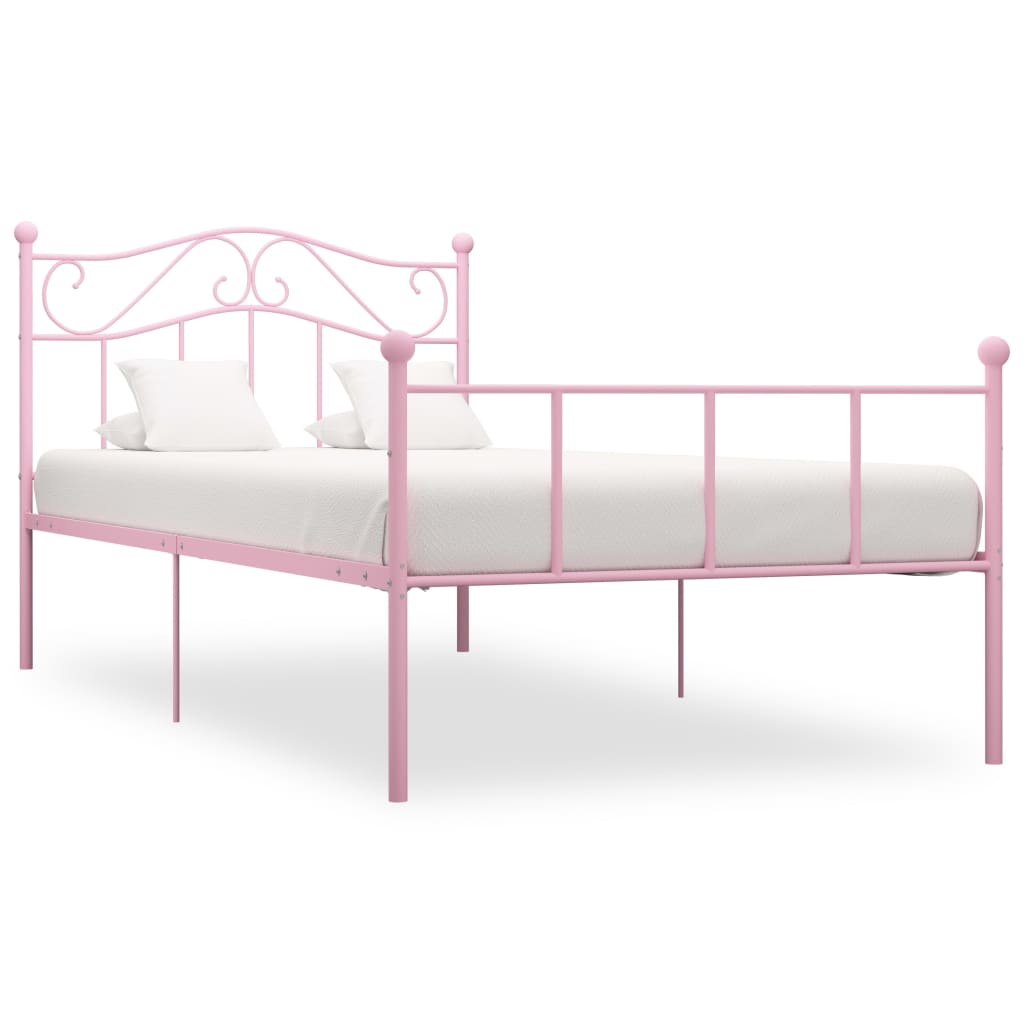 vidaXL Bed Frame without Mattress Pink Metal 90x200 cm