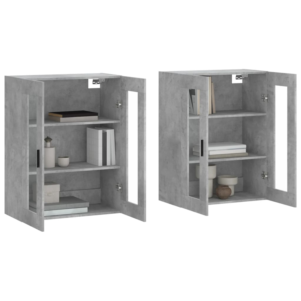 vidaXL Wall Mounted Cabinets 2 pcs Concrete Grey Engineered Wood