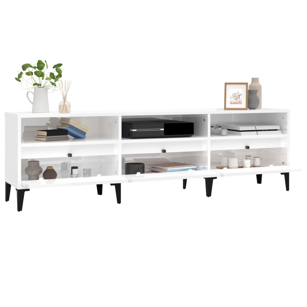 vidaXL TV Cabinet High Gloss White 150x30x44.5 cm Engineered Wood