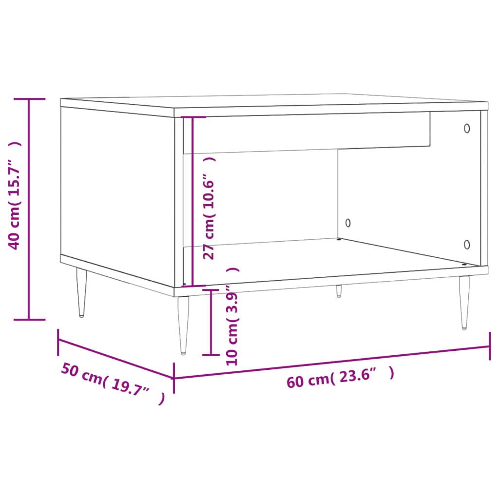 vidaXL Coffee Table Brown Oak 60x50x40 cm Engineered Wood