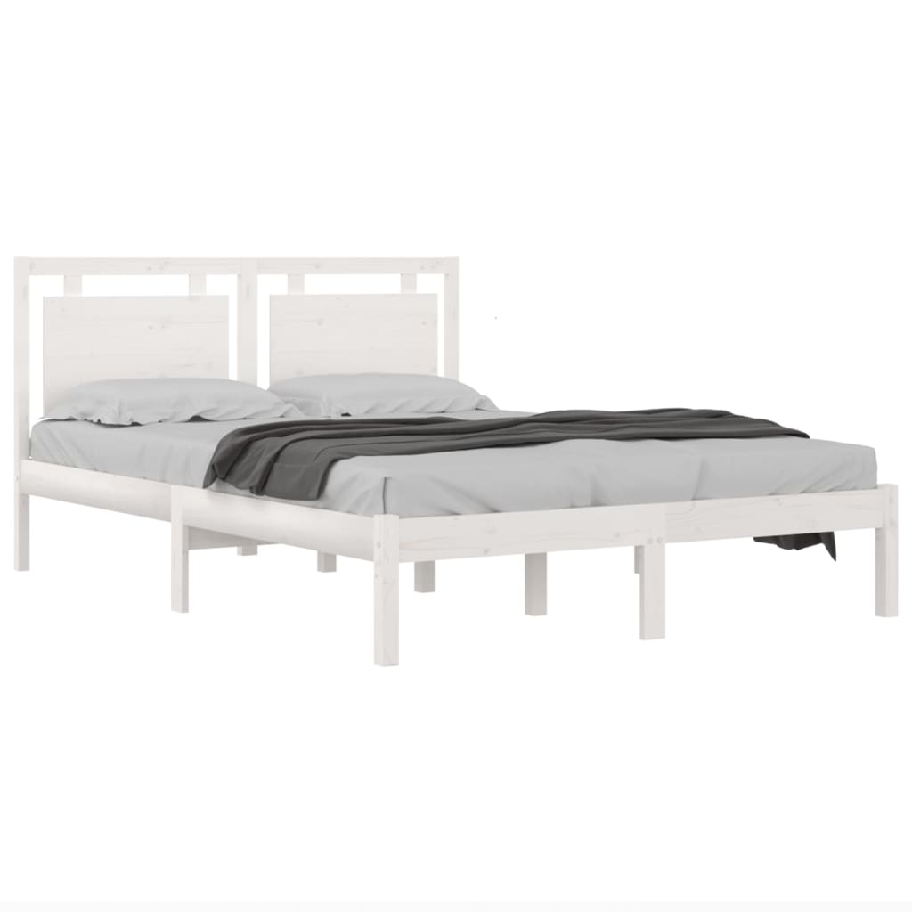 vidaXL Bed Frame without Mattress White 140x190 cm Solid Wood