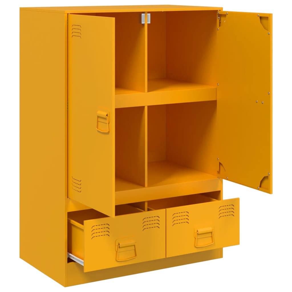 vidaXL Highboard Mustard Yellow 67x39x95 cm Steel