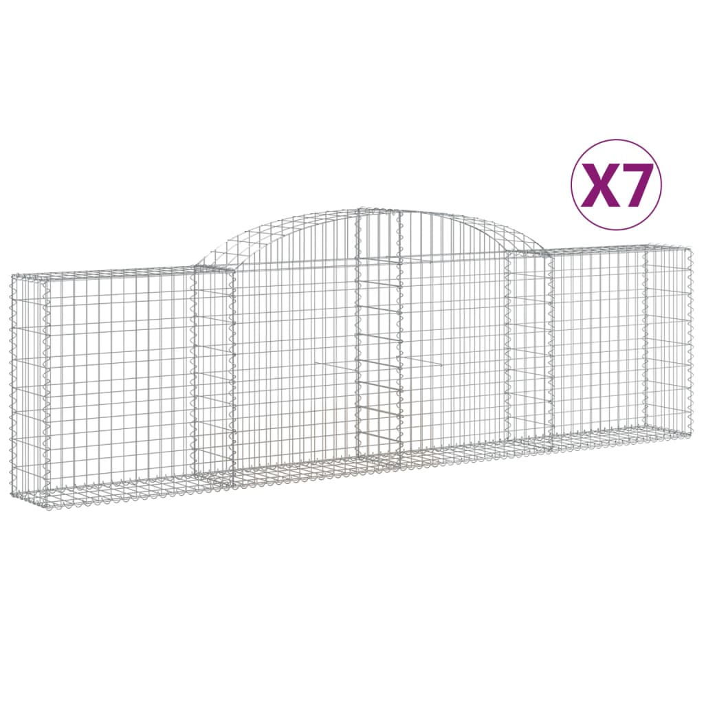 vidaXL Arched Gabion Baskets 7 pcs 300x30x80/100 cm Galvanised Iron