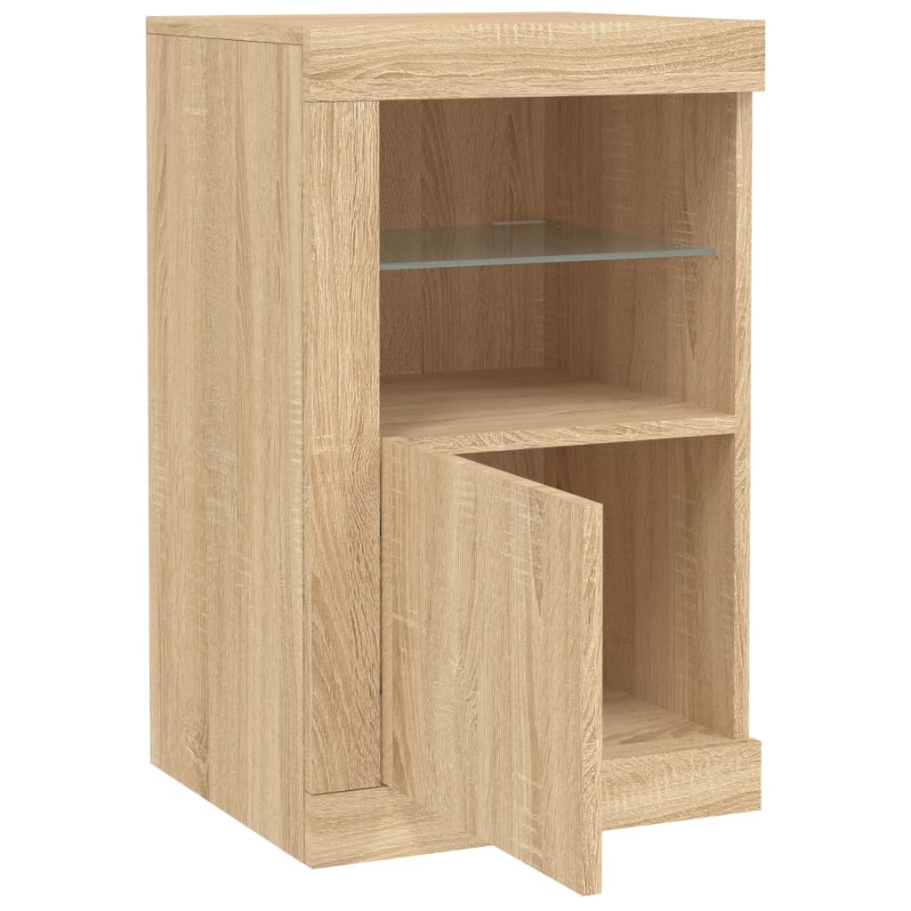 vidaXL Side Cabinet with LED Lights Sonoma Oak Engineered Wood