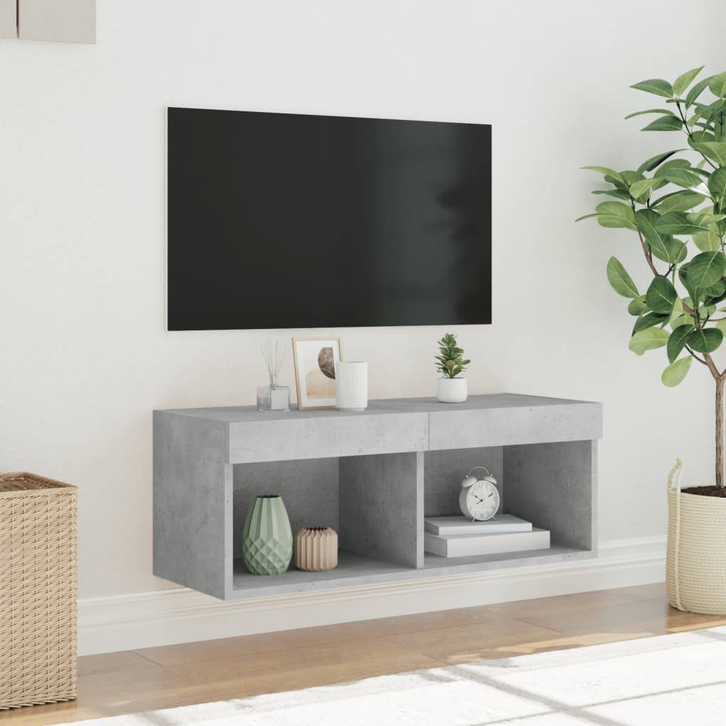 vidaXL TV Cabinet with LED Lights Concrete Grey 80x30x30 cm