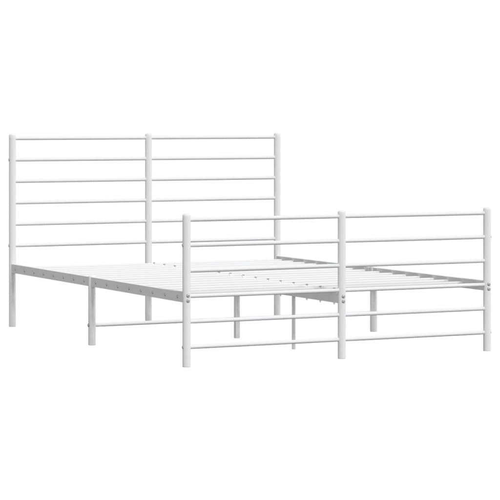 vidaXL Metal Bed Frame without Mattress with Footboard White 120x200 cm