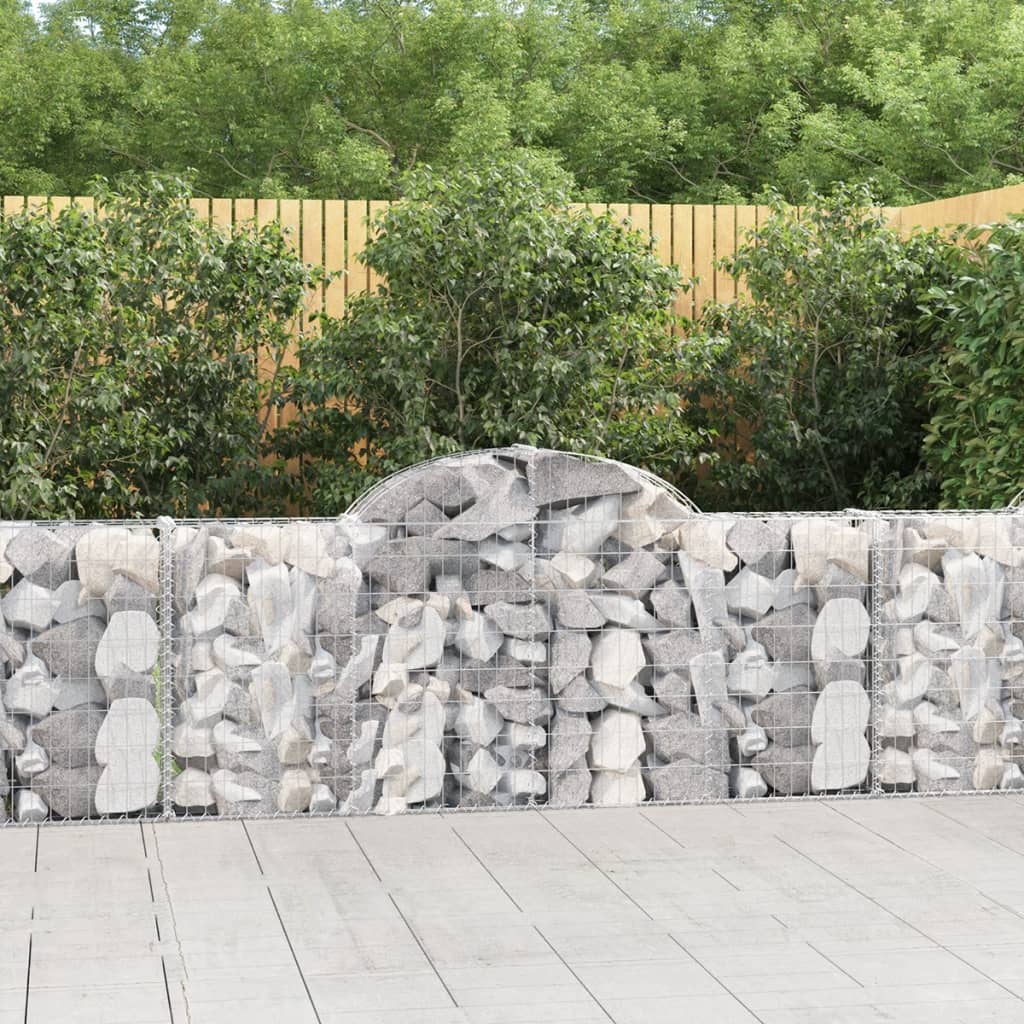 vidaXL Arched Gabion Baskets 6 pcs 200x30x80/100 cm Galvanised Iron