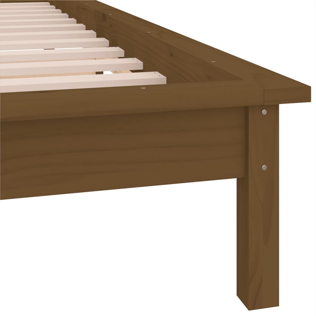 vidaXL LED Bed Frame without Mattress Honey Brown 100x200 cm Solid Wood