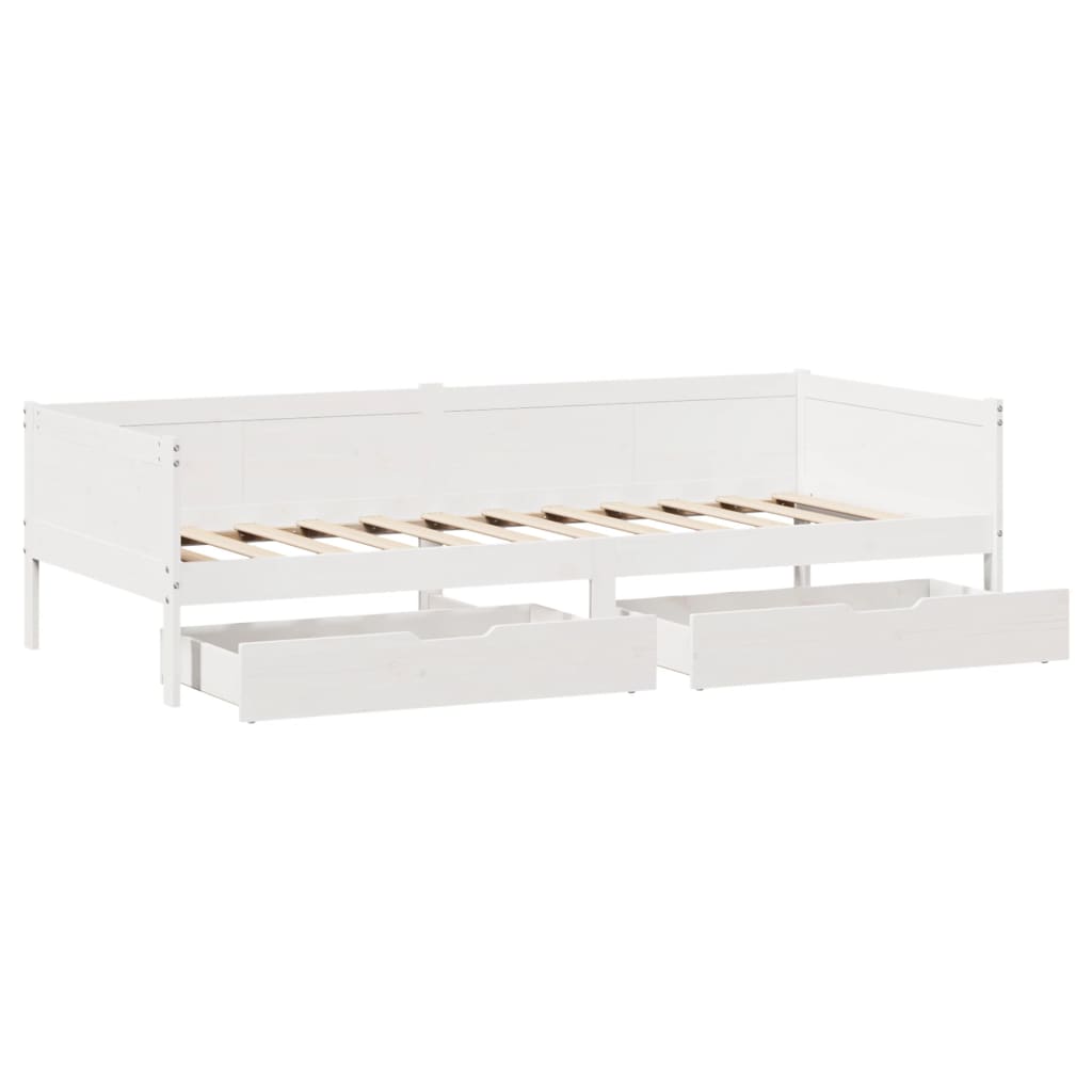 vidaXL Daybed with Drawers without Mattress White 90x190 cm Single Solid Wood