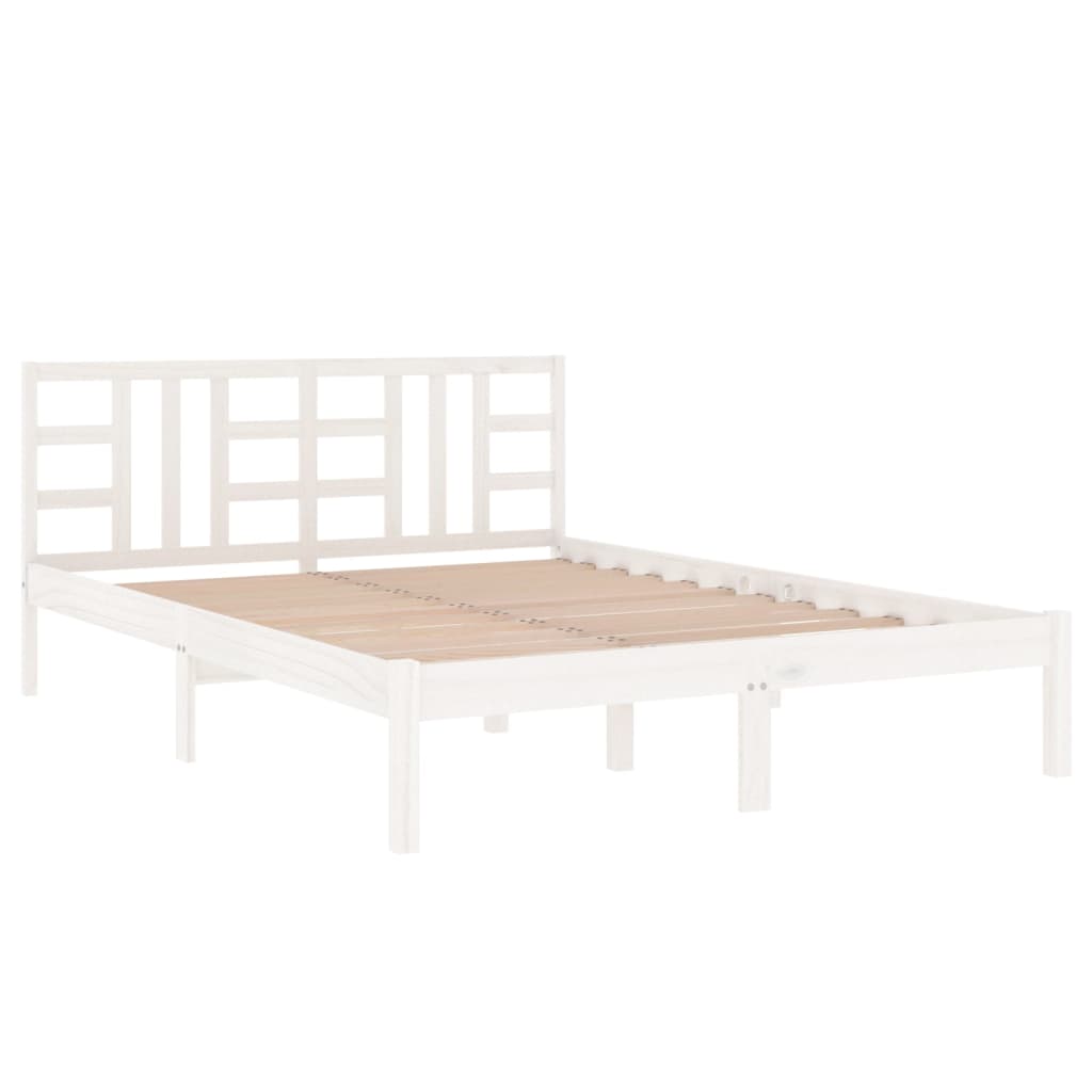 vidaXL Bed Frame without Mattress White 135x190 cm Double Solid Wood