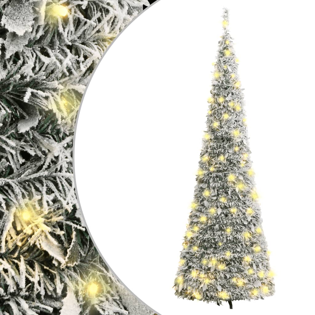 vidaXL Artificial Christmas Tree Pop-up Flocked Snow 50 LEDs 120 cm