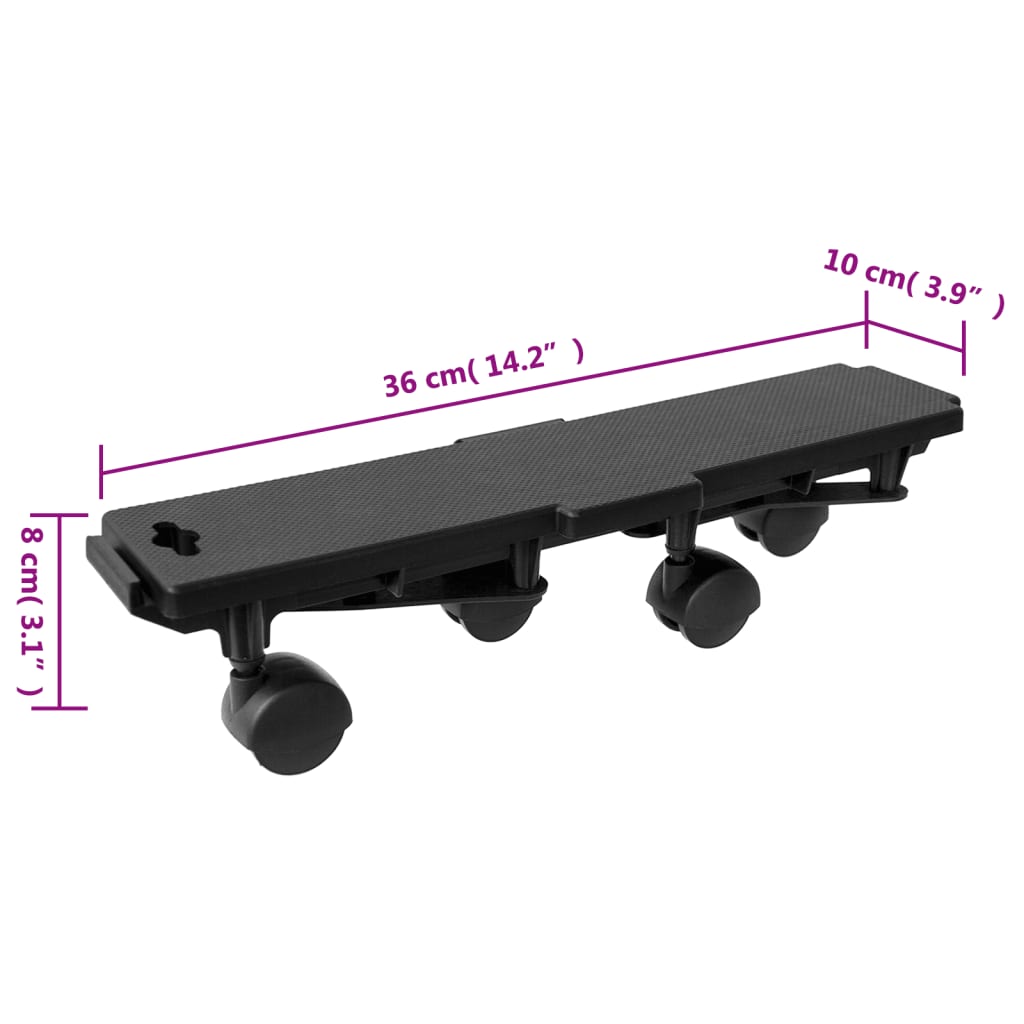 vidaXL Moving Dollies with 4 Wheels 10 pcs Black Polypropylene 170 kg