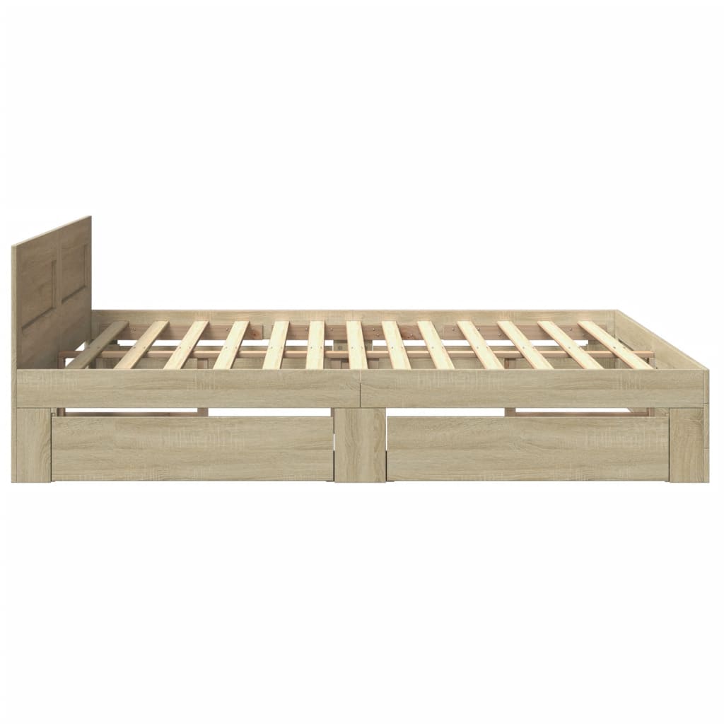 vidaXL Bed Frame with Headboard without Mattress Sonoma Oak 200x200 cm