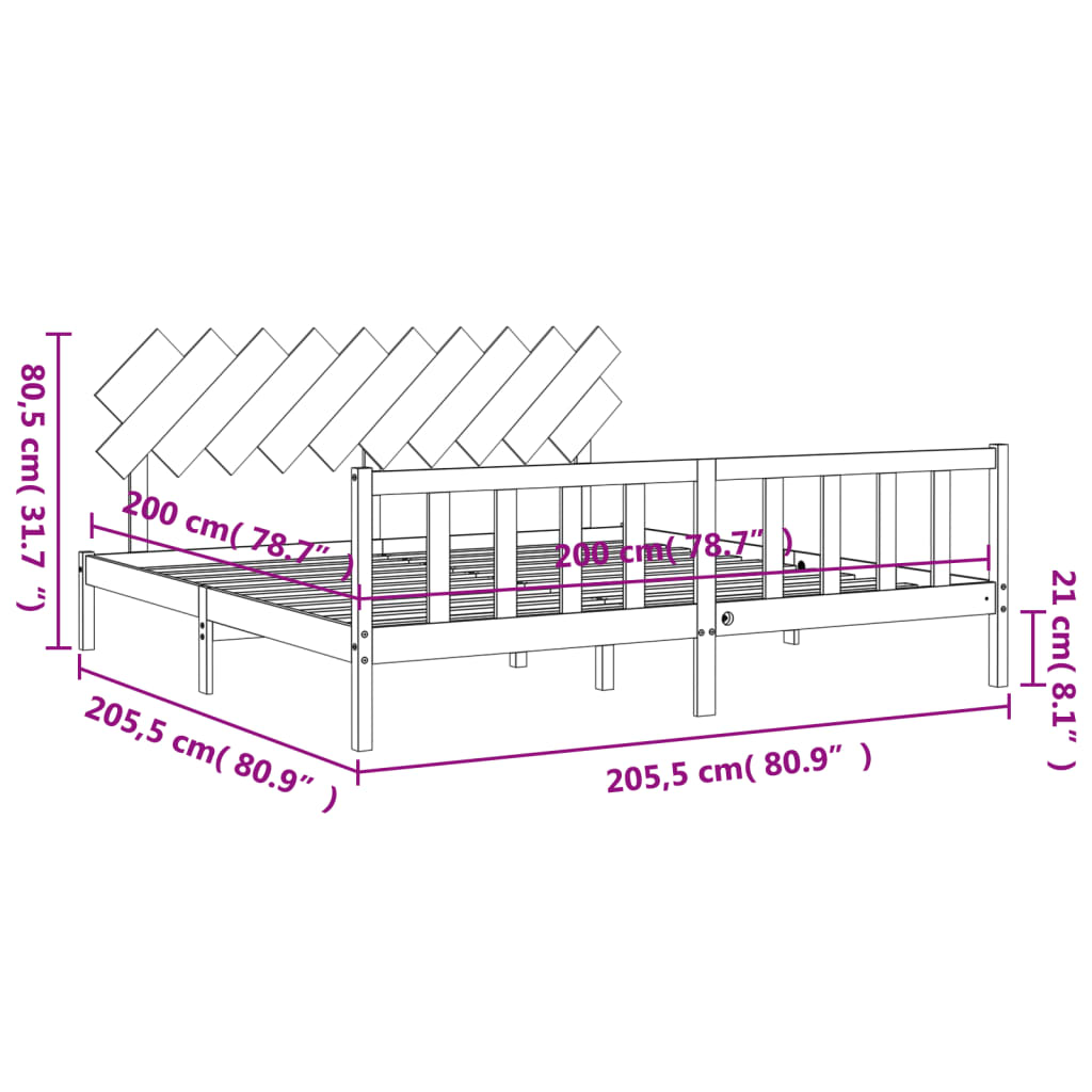 vidaXL Bed Frame without Mattress 200x200 cm Solid Wood Pine