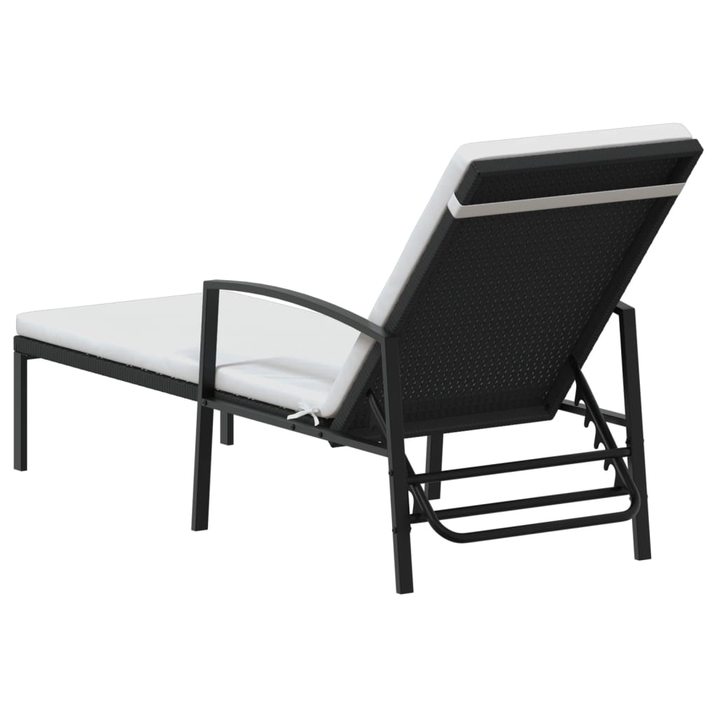 vidaXL Sun Loungers 2 pcs with Table Poly Rattan Black