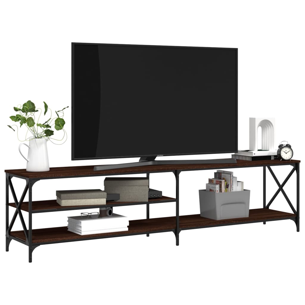 vidaXL TV Cabinet Brown Oak 200x40x50 cm Engineered Wood and Metal