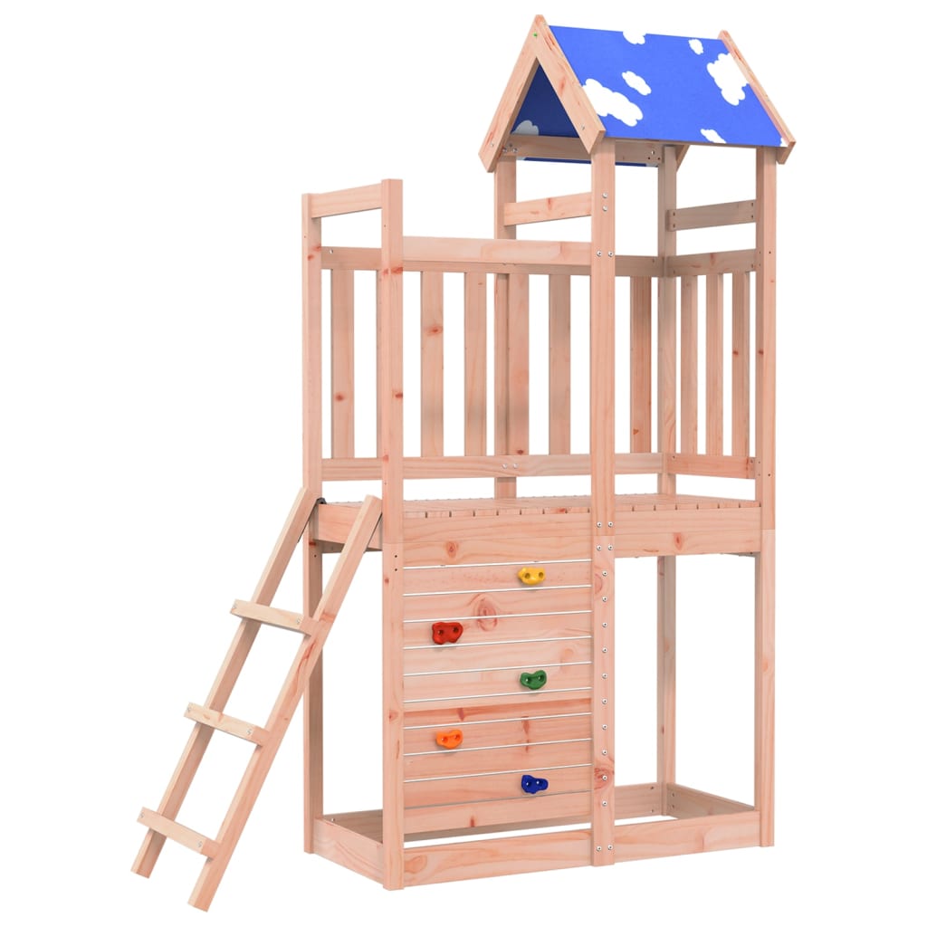 vidaXL Play Tower with Rockwall 110.5x52.5x215cm Solid Wood Douglas Fir