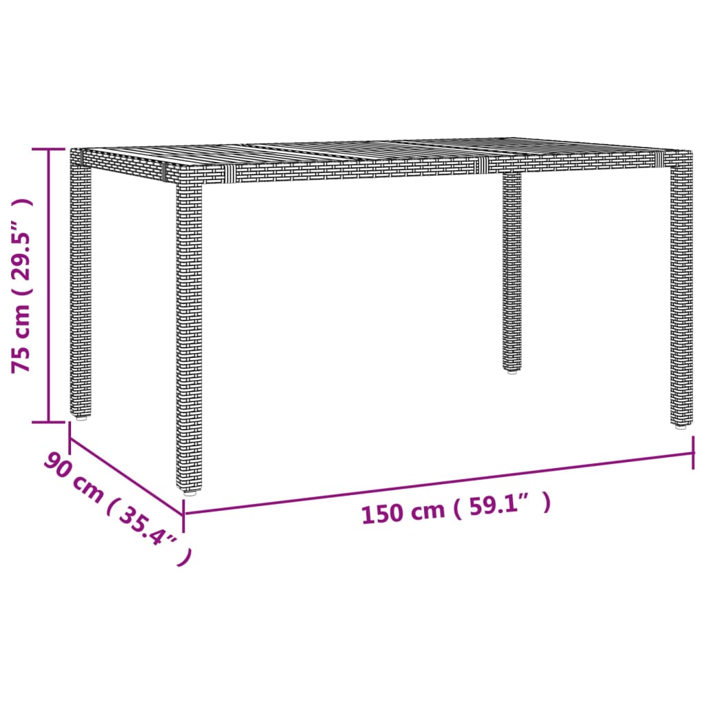 vidaXL 7 Piece Garden Dining Set Grey Poly Rattan&Solid Wood Acacia