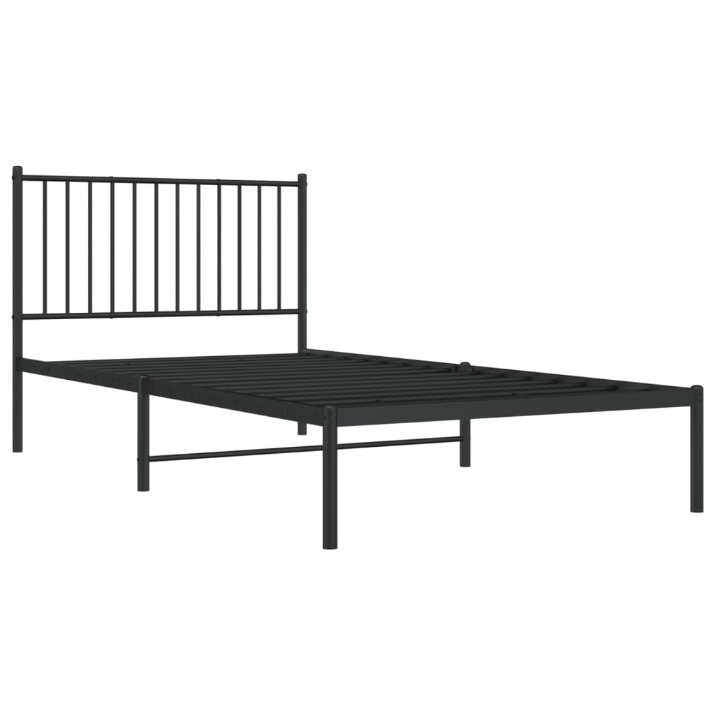 vidaXL Metal Bed Frame without Mattress with Headboard Black 100x200 cm