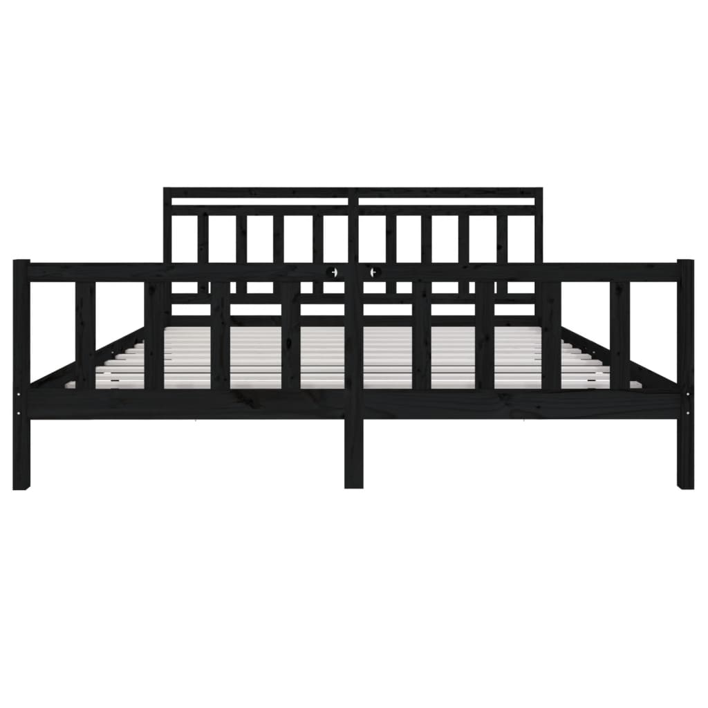 vidaXL Bed Frame without Mattress Black Solid Wood 200x200 cm (810106+814118)