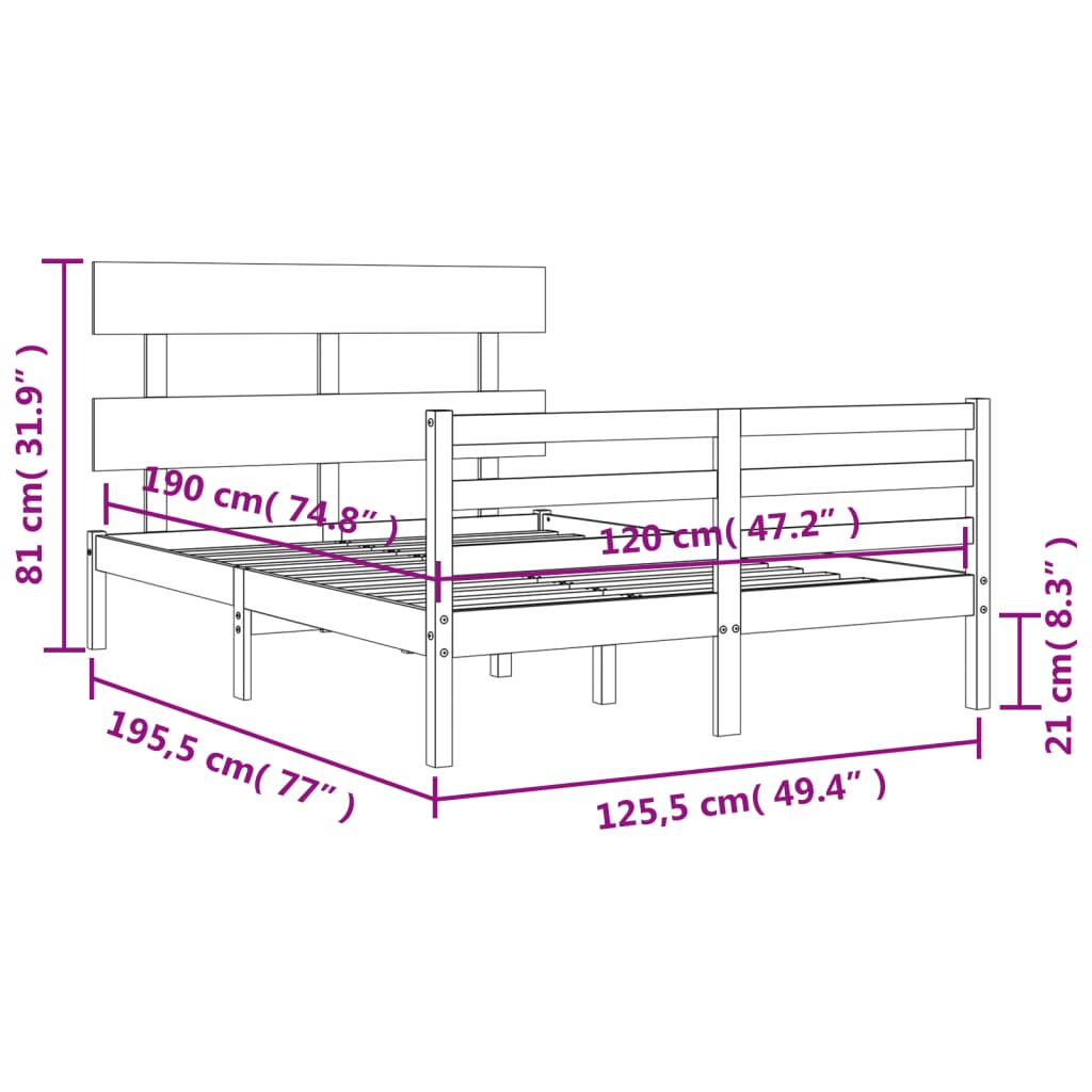 vidaXL Bed Frame without Mattress Small Double Solid Wood