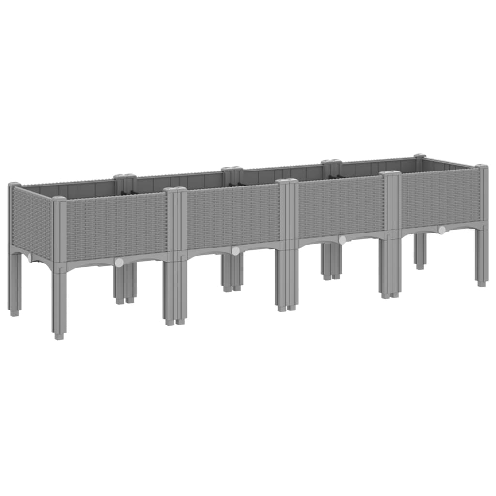 vidaXL Garden Planter with Legs Light Grey 160x40x42 cm PP