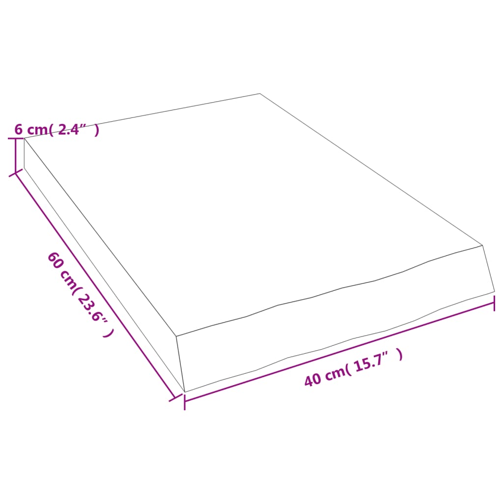 vidaXL Bathroom Countertop 40x60x(2-6) cm Untreated Solid Wood