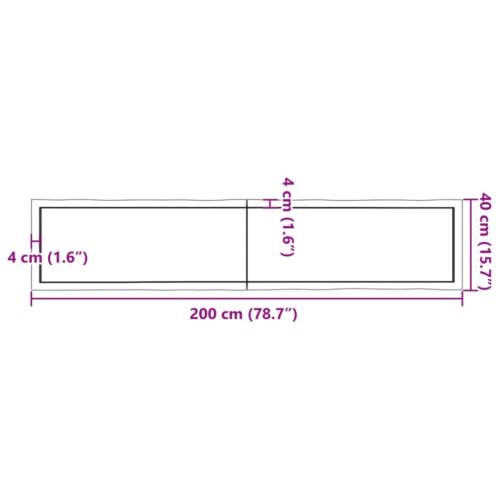 vidaXL Table Top 200x40x(2-6) cm Untreated Solid Wood Live Edge