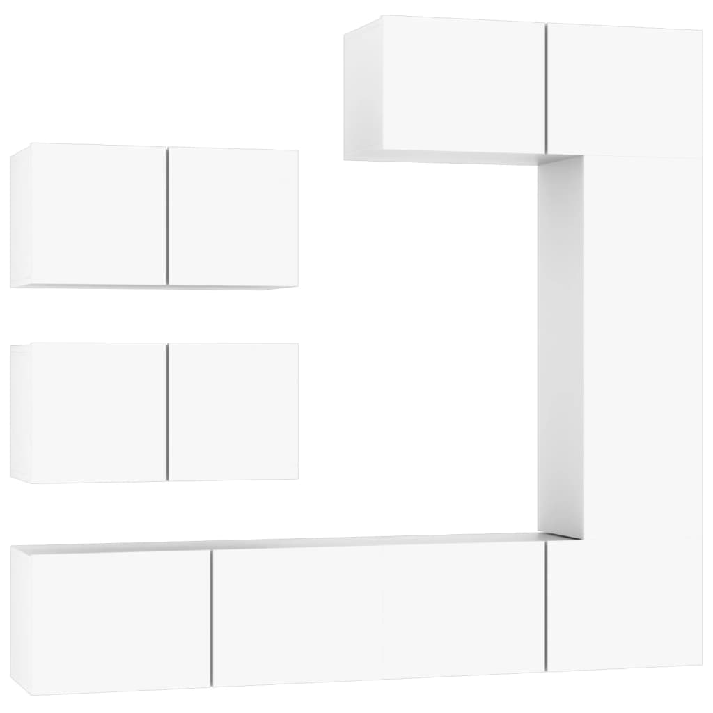 vidaXL 6 Piece TV Cabinet Set White Engineered Wood