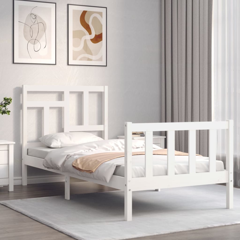 vidaXL Bed Frame without Mattress White 90x200 cm Solid Wood Pine