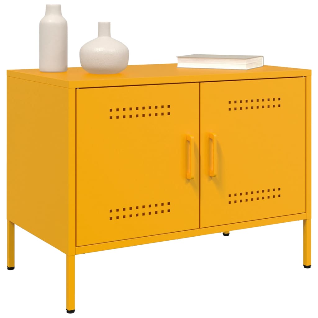 vidaXL TV Cabinet Mustard Yellow 68x39x50.5 cm Steel