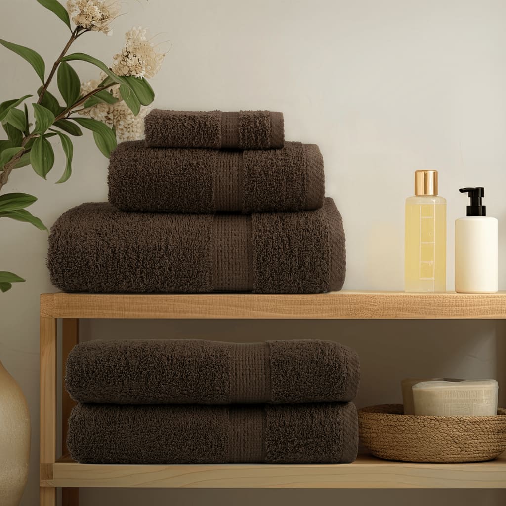 vidaXL 6 Piece Premium Towel Set SOLUND Brown 600 gsm