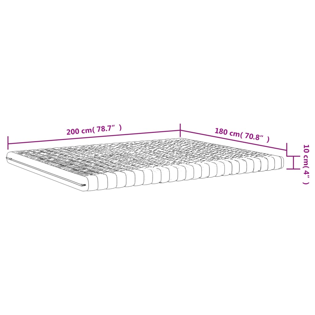 vidaXL Foam Mattress White 180x200 cm 7-Zone Hardness 20 ILD