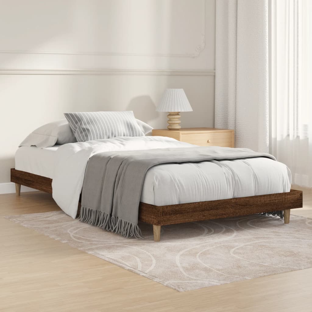 vidaXL Bed Frame without Mattress Brown Oak 90x200 cm Engineered Wood