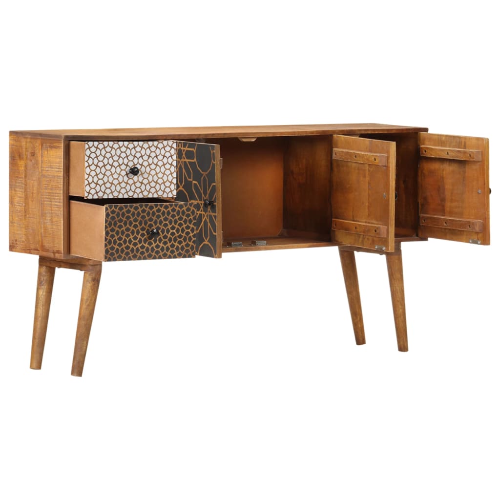 vidaXL Sideboard with Printed Pattern 130x30x70 cm Solid Mango Wood