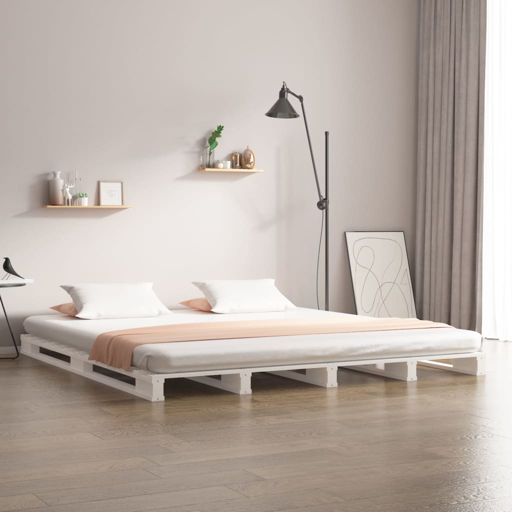 vidaXL Pallet Bed without Mattress White 140x190 cm Solid Wood