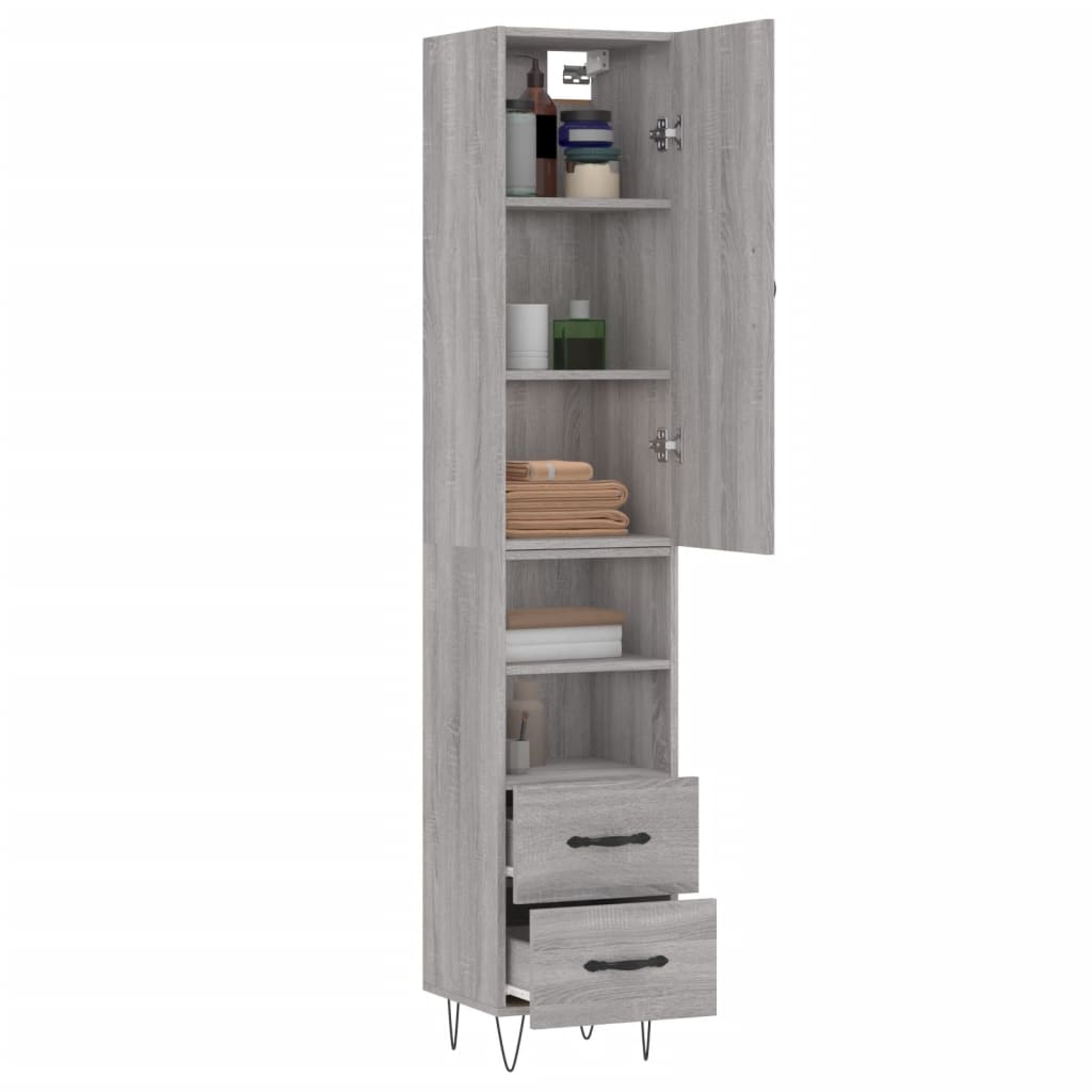 vidaXL Highboard Grey Sonoma 34.5x34x180 cm Engineered Wood